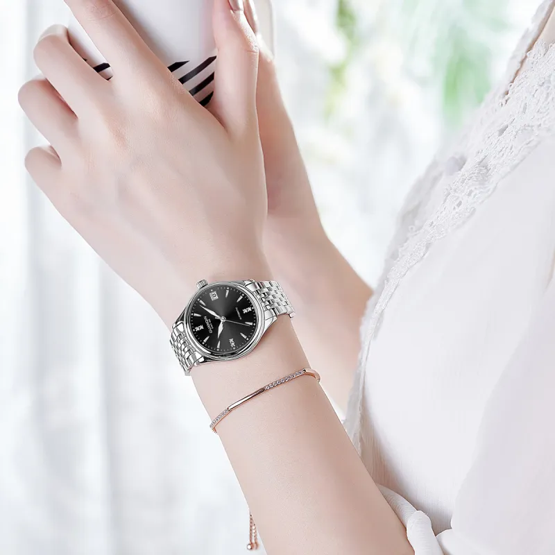 GUANQIN GJ16236 Automatic Mechanical Movement Stainless Steel Watchband Watch Women's Watch White Dial-10