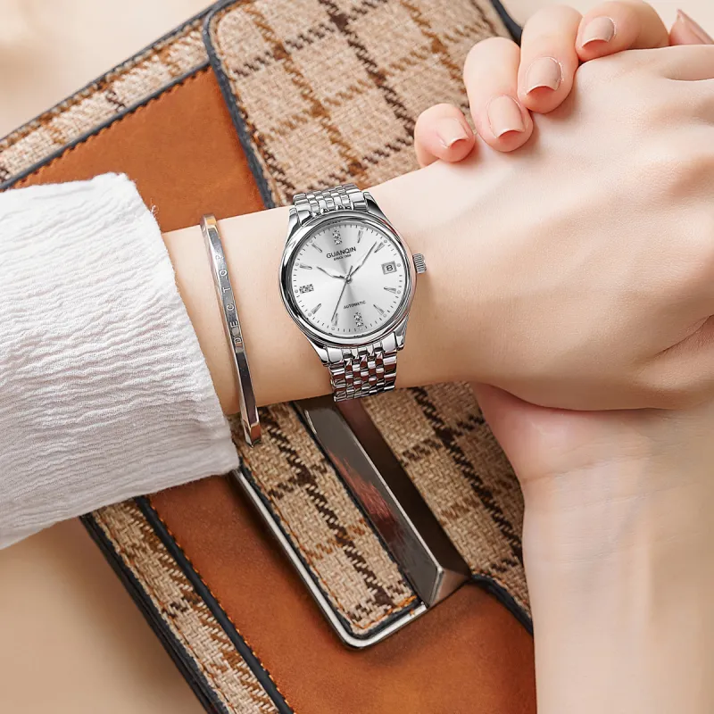 GUANQIN GJ16236 Automatic Mechanical Movement Stainless Steel Watchband Watch Women's Watch White Dial-2