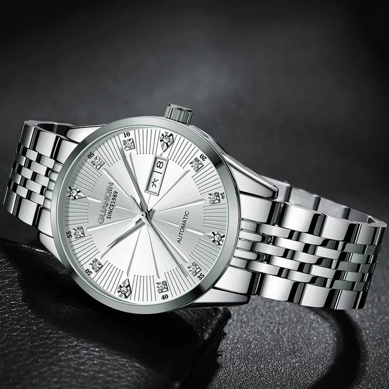 GUANQIN GJ16272 Automatic Mechanical Movement Stainless Steel Watchband Watch Men's Watches Black Dial-10