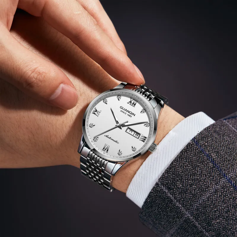 GUANQIN GJ16262 Automatic Mechanical Movement Stainless Steel Watchband Watch Men's Watches Black Dial-6