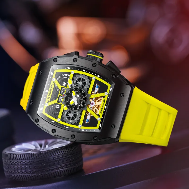 GUANQIN GUANQIN GJ16197 Automatic Mechanical Movement Silicone Strap Watch Men's Watches Cut-Out Dial-15