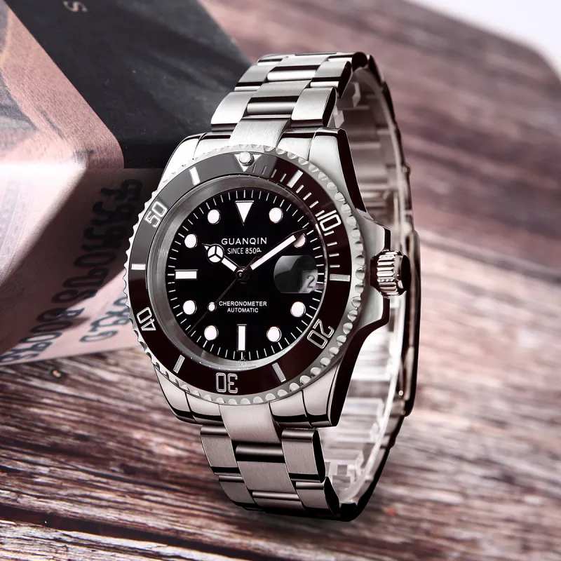 GUANQIN GJ16133 P Mechanical Movement Stainless Steel Watchband Watch Men's Watches Green Dial-12