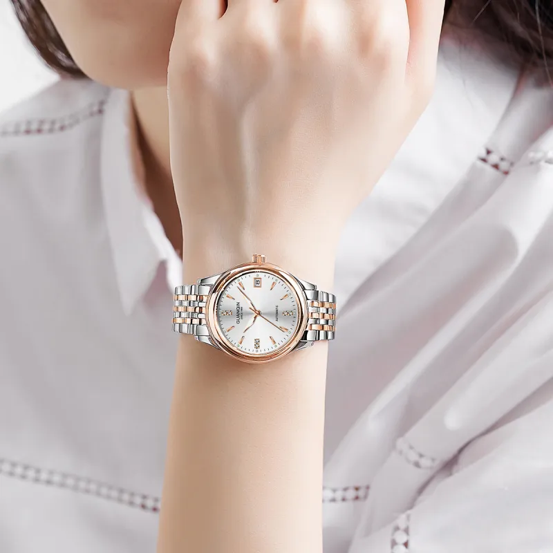 GUANQIN GJ16236 Automatic Mechanical Movement Stainless Steel Watchband Watch Women's Watch White Dial-19