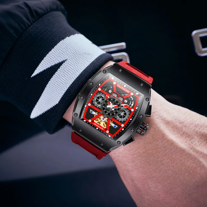 GUANQIN GUANQIN GJ16197 Automatic Mechanical Movement Silicone Strap Watch Men's Watches Cut-Out Dial-27