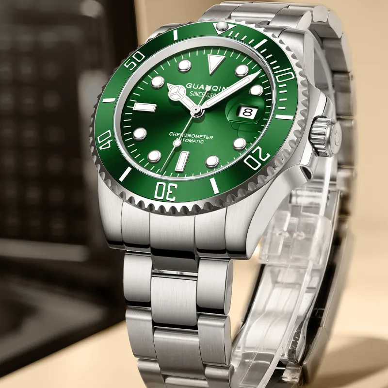 GUANQIN GJ16133 P Mechanical Movement Stainless Steel Watchband Watch Men's Watches Green Dial-4