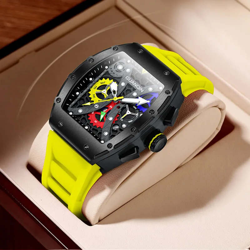 GUANQIN GUANQIN GJ16198 Mechanical Movement Rubber Strap Watch Men's Watches Black Dial-19