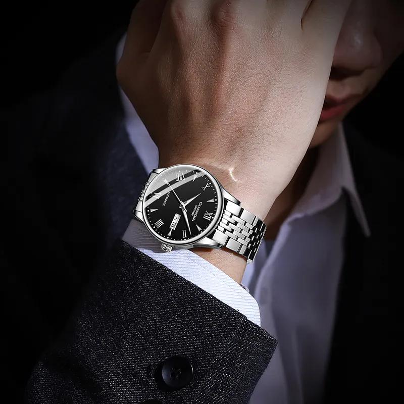 GUANQIN GJ16190 Mechanical Movement Stainless Steel Watchband Watch Men's Watches White Dial-7
