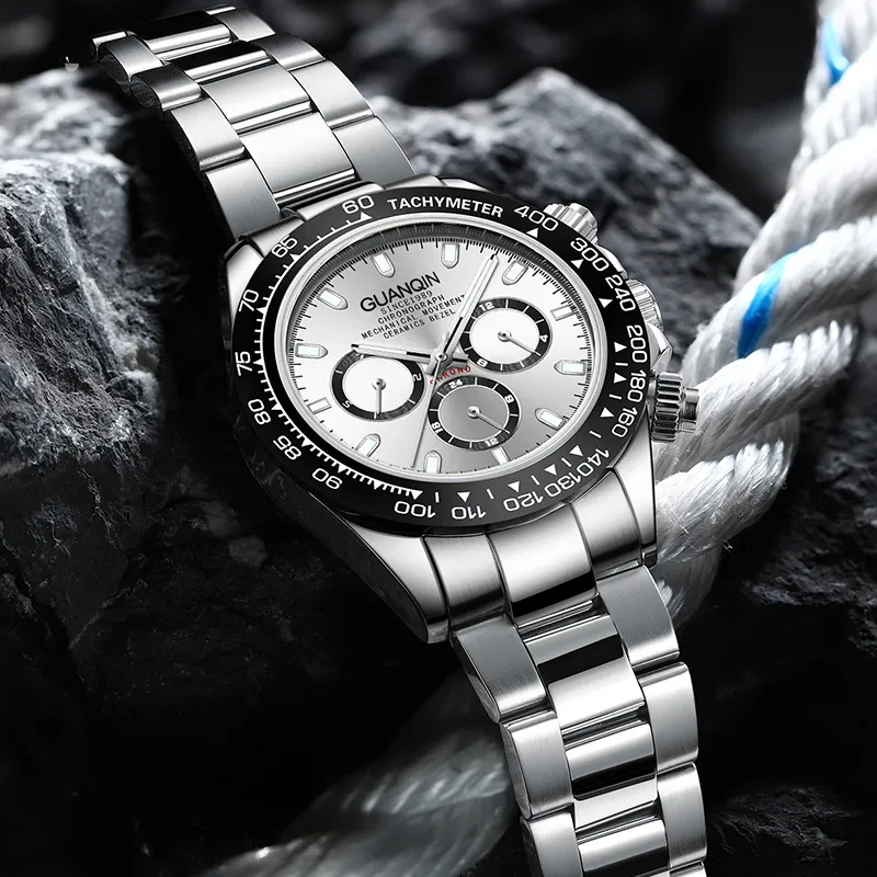 GUANQIN GUANQIN GJ16302 Mechanical Movement Stainless Steel Watchband Watch Men's Watches Black Dial-6