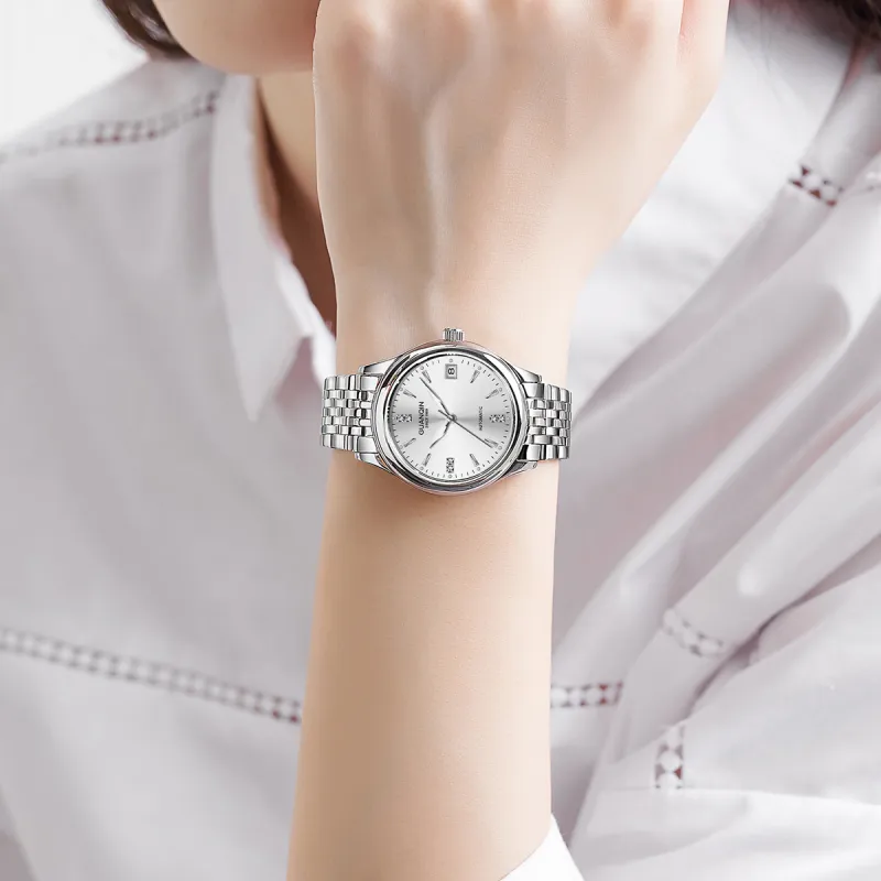 GUANQIN GJ16236 Automatic Mechanical Movement Stainless Steel Watchband Watch Women's Watch White Dial-3