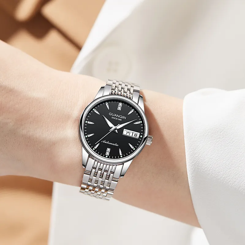 GUANQIN GJ16221 1A Automatic Mechanical Movement Stainless Steel Watchband Watch Women's Watch Black Dial-1