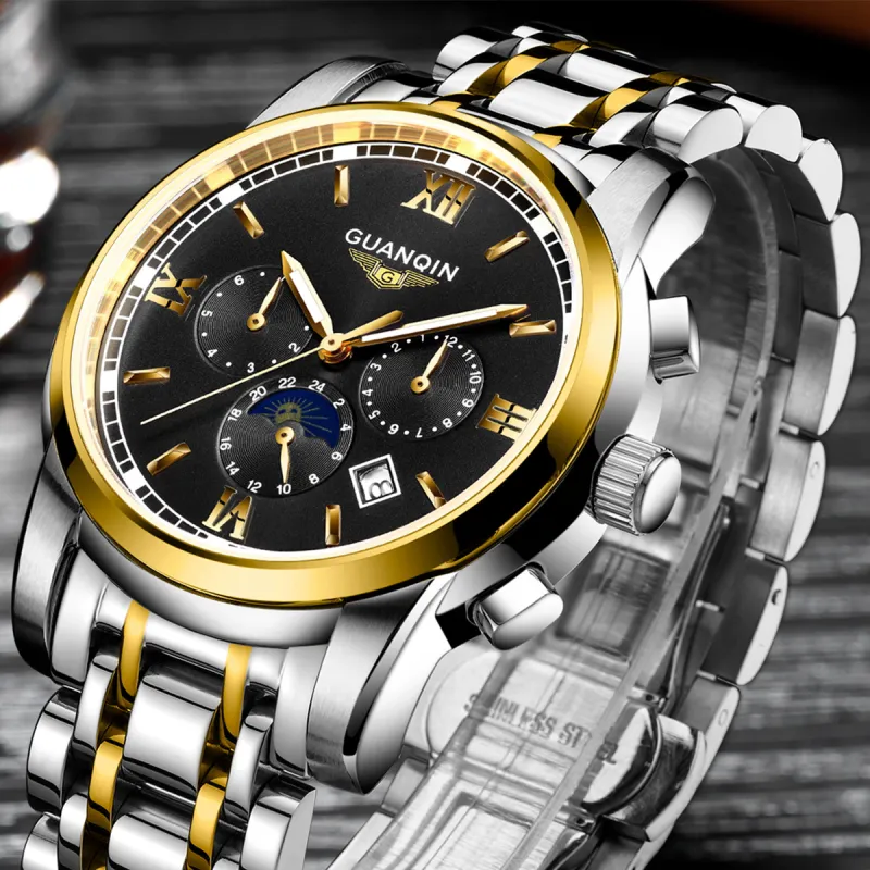 GUANQIN GUANQIN GJ16040.JGD Mechanical Movement Stainless Steel Watchband Watch Men's Watches White Dial-11