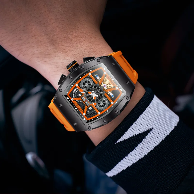 GUANQIN GUANQIN GJ16197 Automatic Mechanical Movement Silicone Strap Watch Men's Watches Cut-Out Dial-6