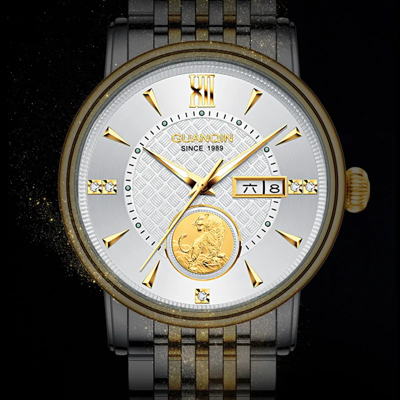 GUANQIN GJ16277 Automatic Mechanical Movement Stainless Steel Watchband Watch Men's Watches Silver Dial-4