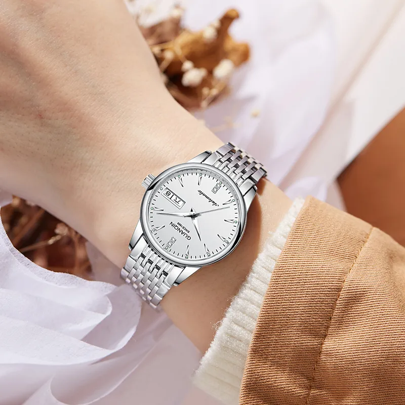 GUANQIN GJ16221 1A Automatic Mechanical Movement Stainless Steel Watchband Watch Women's Watch Black Dial-3
