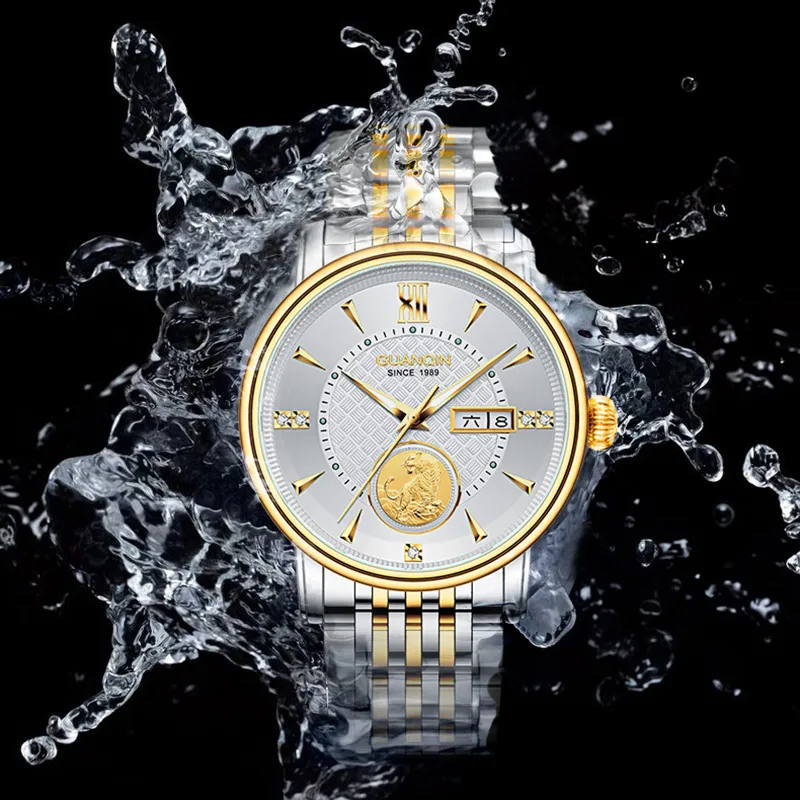 GUANQIN GJ16277 Automatic Mechanical Movement Stainless Steel Watchband Watch Men's Watches Silver Dial-1