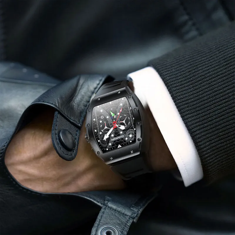 GUANQIN GUANQIN GJ16198 Mechanical Movement Rubber Strap Watch Men's Watches Black Dial-5