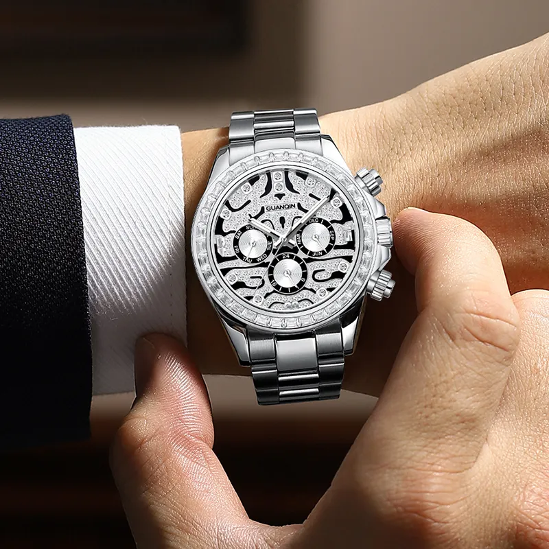 GUANQIN GUANQIN GJ16409 Automatic Mechanical Movement Stainless Steel Watchband Watch Men White Dial-1