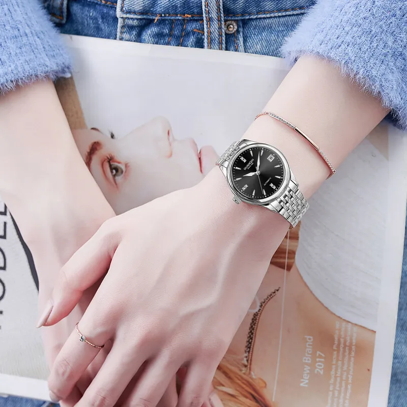 GUANQIN GJ16236 Automatic Mechanical Movement Stainless Steel Watchband Watch Women's Watch White Dial-8