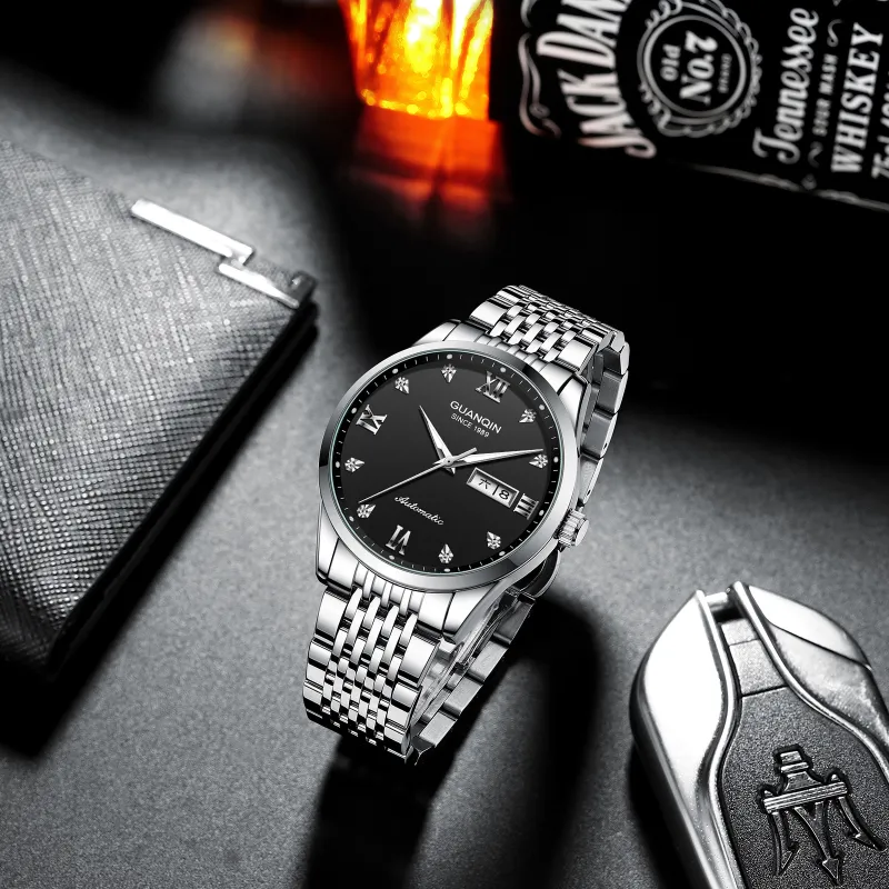 GUANQIN GJ16262 Automatic Mechanical Movement Stainless Steel Watchband Watch Men's Watches Black Dial-2