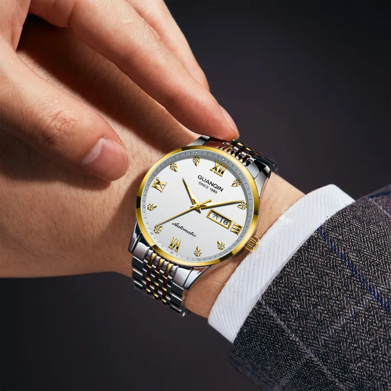 GUANQIN GJ16262 Automatic Mechanical Movement Stainless Steel Watchband Watch Men's Watches Black Dial-14