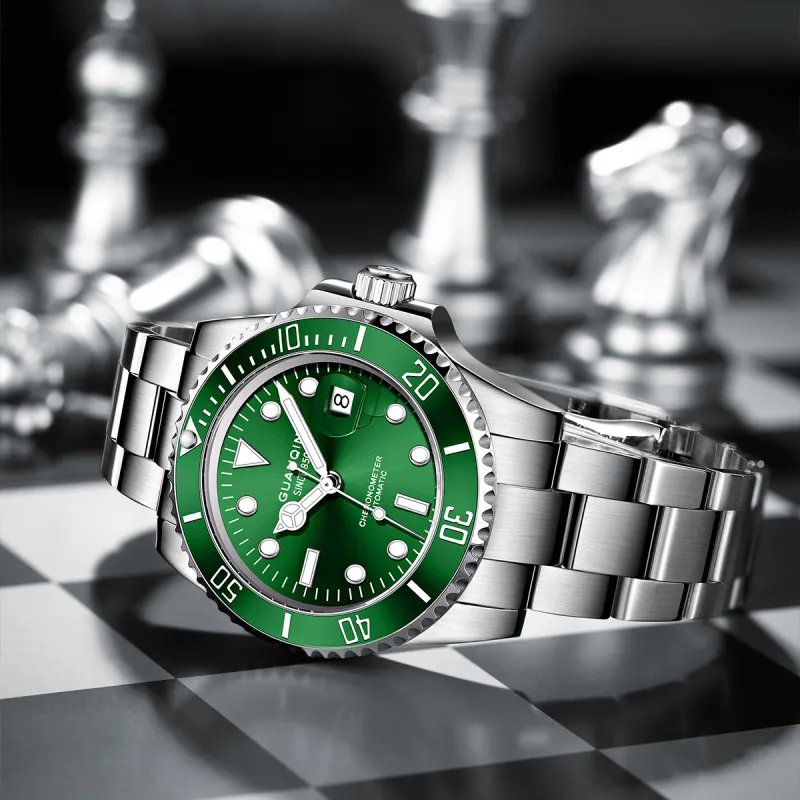 GUANQIN GJ16133 P Mechanical Movement Stainless Steel Watchband Watch Men's Watches Green Dial-3