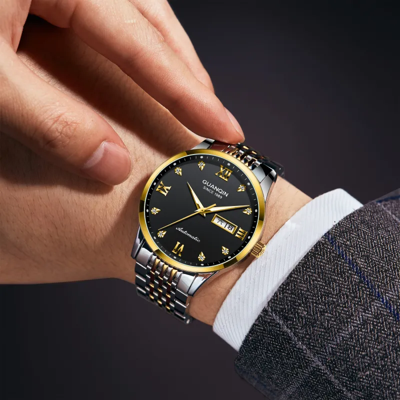 GUANQIN GJ16262 Automatic Mechanical Movement Stainless Steel Watchband Watch Men's Watches Black Dial-10