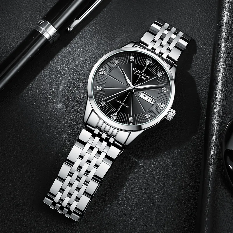 GUANQIN GJ16272 Automatic Mechanical Movement Stainless Steel Watchband Watch Men's Watches Black Dial-2