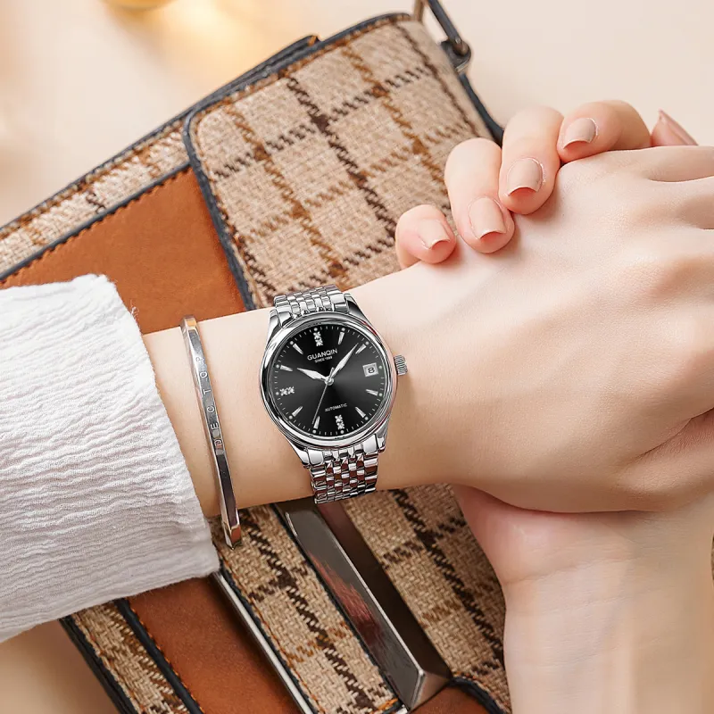 GUANQIN GJ16236 Automatic Mechanical Movement Stainless Steel Watchband Watch Women's Watch White Dial-11