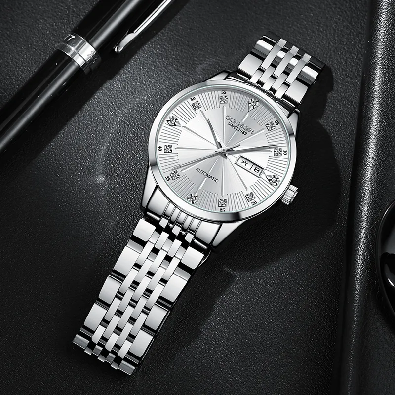 GUANQIN GJ16272 Automatic Mechanical Movement Stainless Steel Watchband Watch Men's Watches Black Dial-9