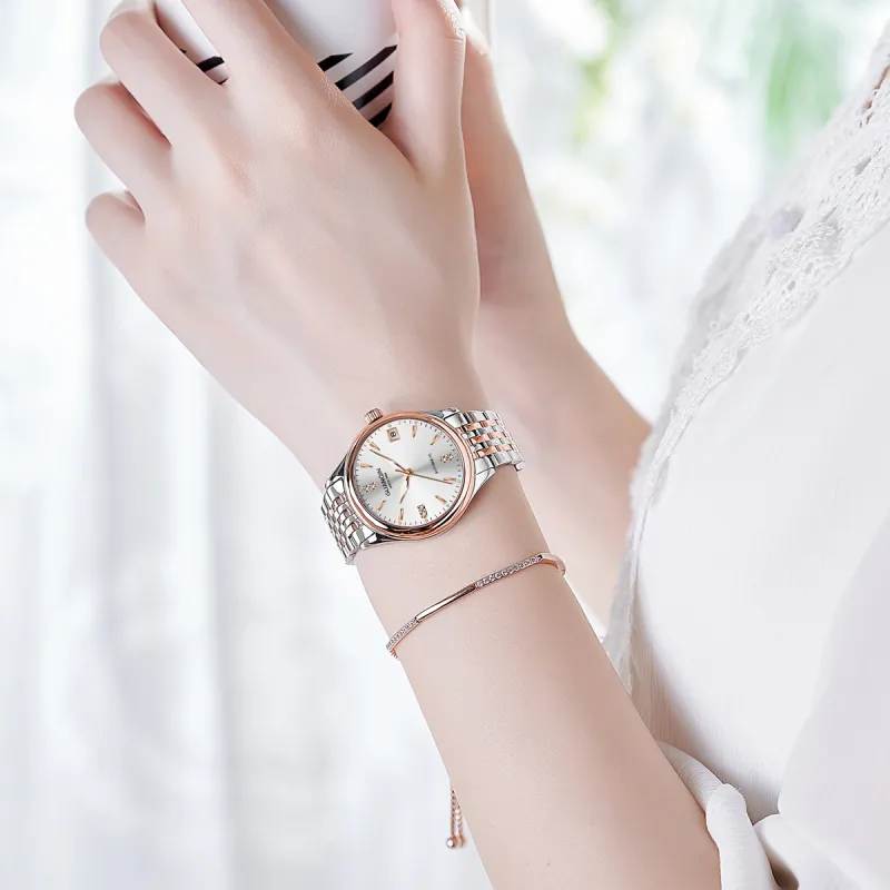 GUANQIN GJ16236 Automatic Mechanical Movement Stainless Steel Watchband Watch Women's Watch White Dial-16