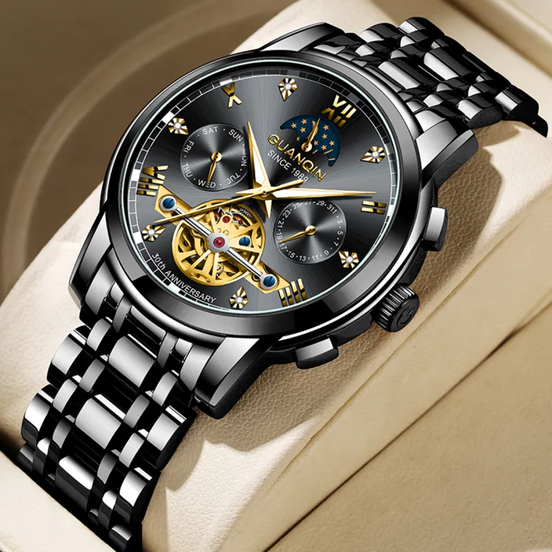 GUANQIN GJ16352 Mechanical Movement Stainless Steel Watchband Watch Men's Watches Silver Dial-19