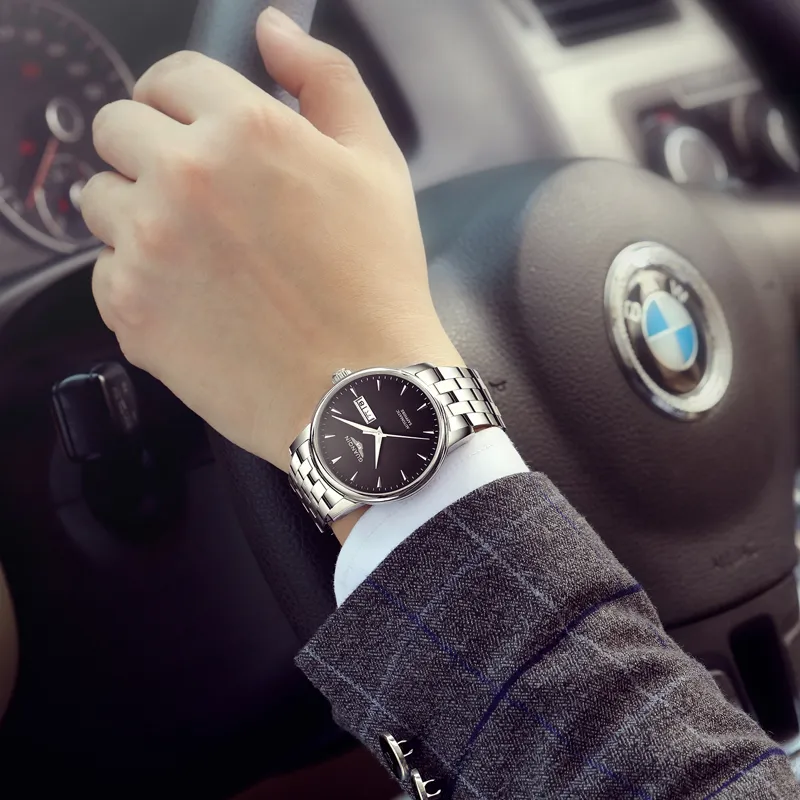 GUANQIN GJ16058 Mechanical Movement Stainless Steel Watchband Watch Men's Watches Black Dial-2