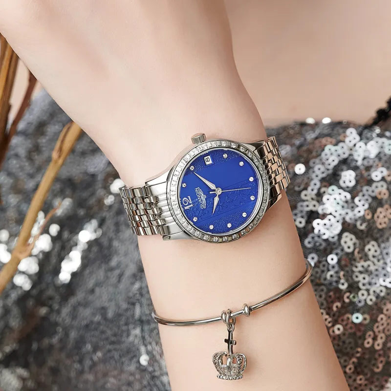 GUANQIN GJ16188 Mechanical Movement Stainless Steel Watchband Watch Women's Watch White Dial-3