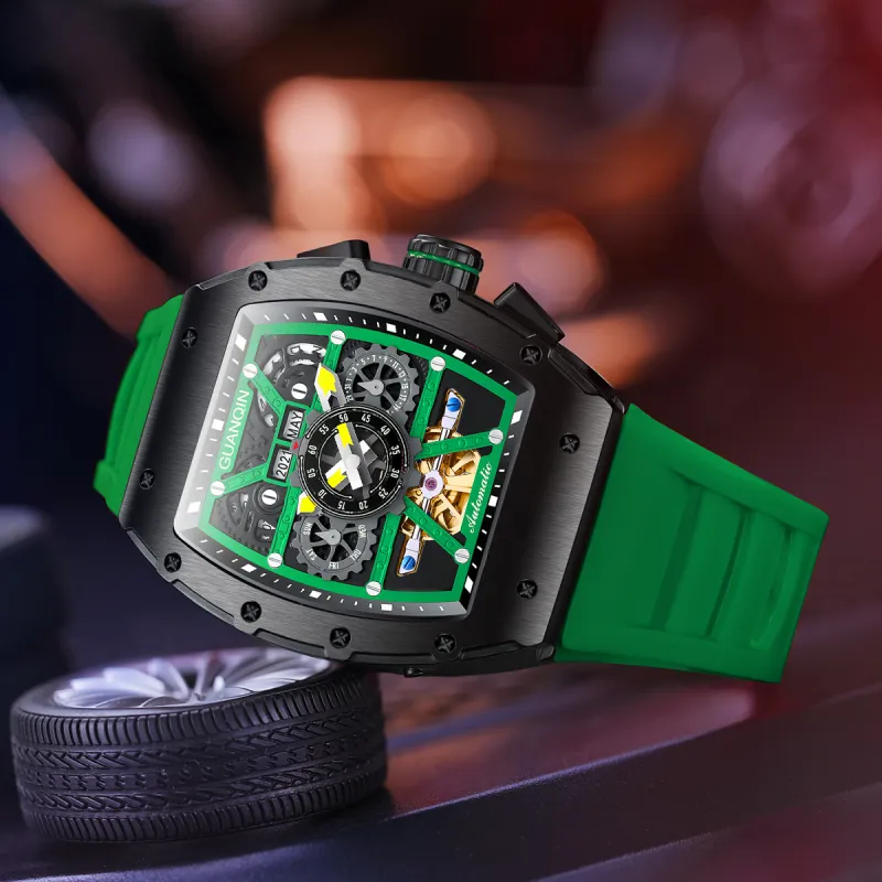 GUANQIN GUANQIN GJ16197 Automatic Mechanical Movement Silicone Strap Watch Men's Watches Cut-Out Dial-37