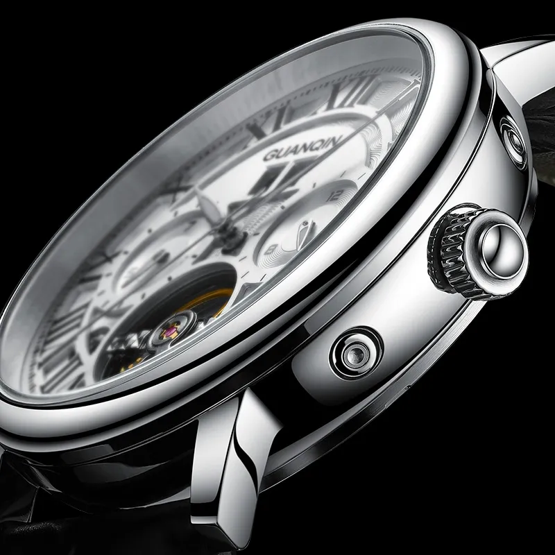 GUANQIN GUANQIN GJ16283 Automatic Mechanical Movement Genuine Leather Strap Watch Men's Watches White Dial-5