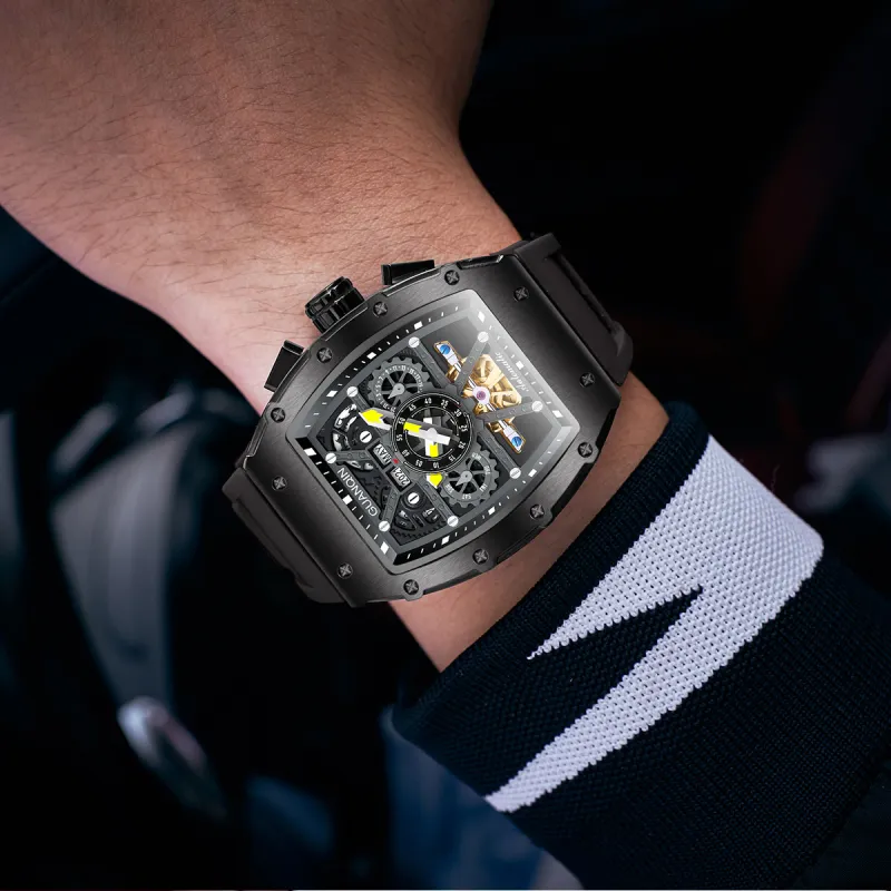 GUANQIN GUANQIN GJ16197 Automatic Mechanical Movement Silicone Strap Watch Men's Watches Cut-Out Dial-22