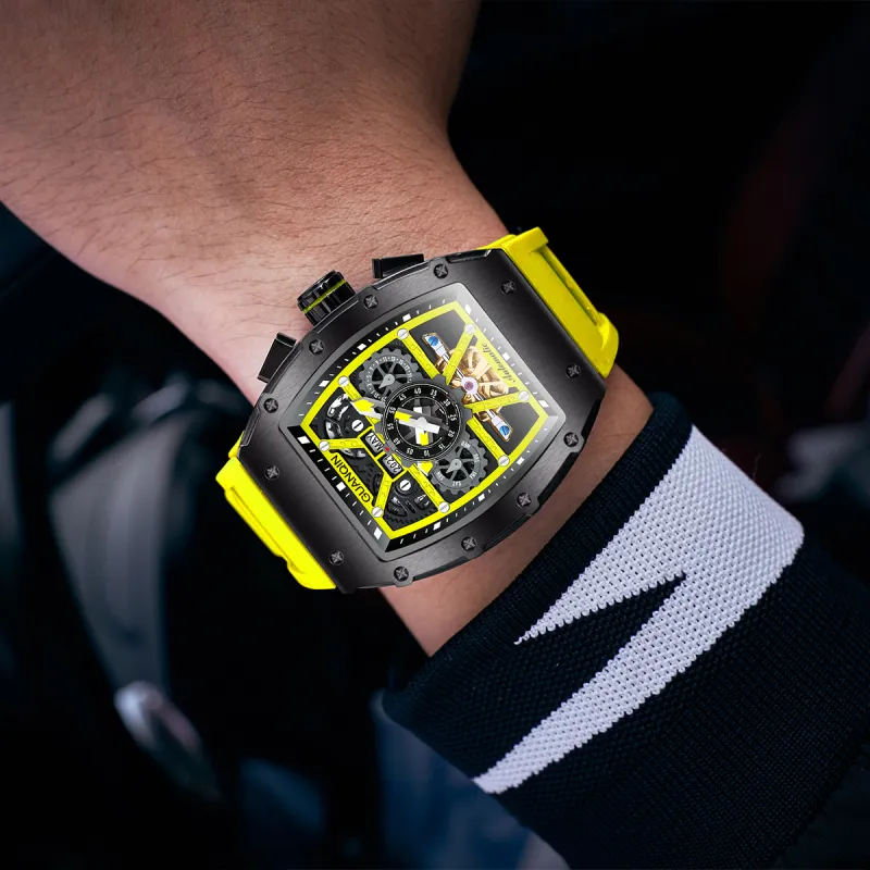 GUANQIN GUANQIN GJ16197 Automatic Mechanical Movement Silicone Strap Watch Men's Watches Cut-Out Dial-14