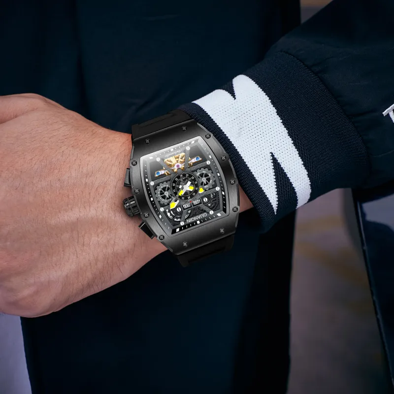 GUANQIN GUANQIN GJ16197 Automatic Mechanical Movement Silicone Strap Watch Men's Watches Cut-Out Dial-20