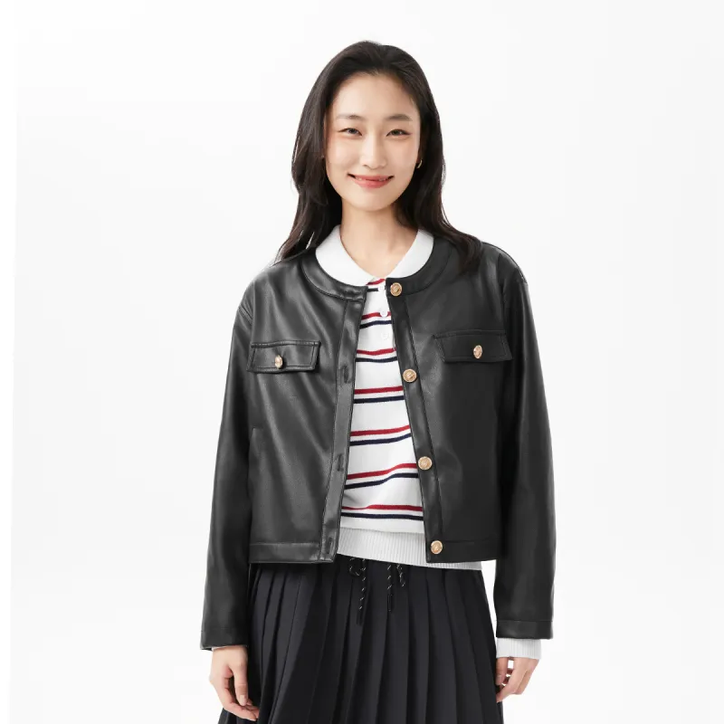Hotwind Cropped Coat Women's Black-2