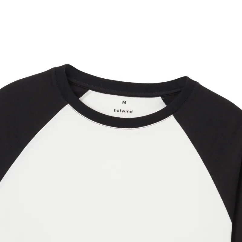 Hotwind Raglan Sleeve T Shirt Women's Black White-2