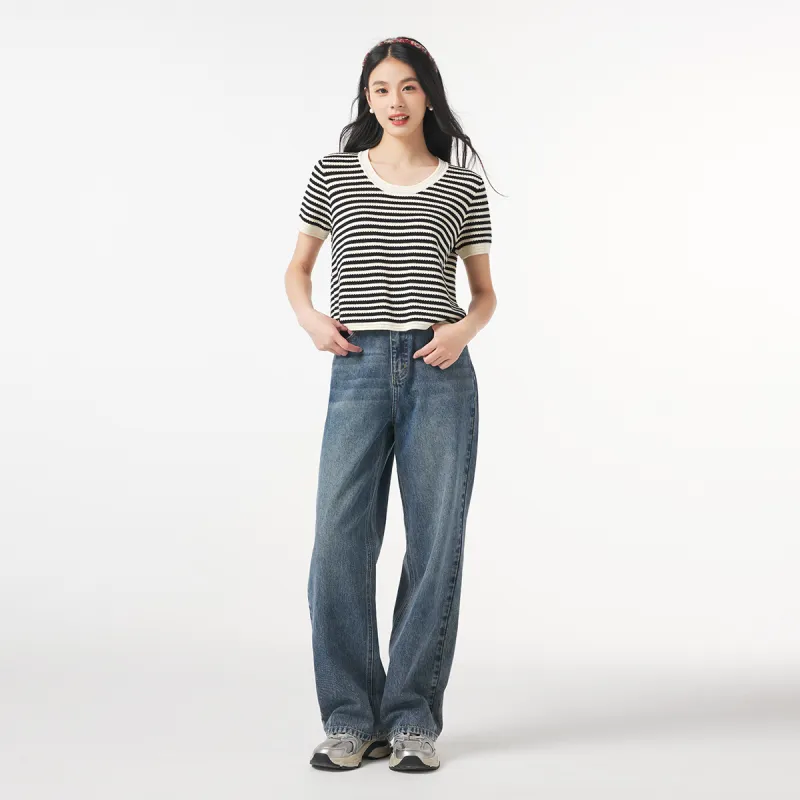Hotwind Knitwear Women's Black White Stripes-2