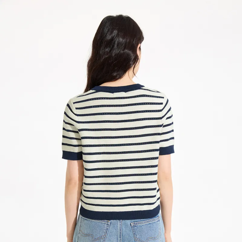 Hotwind Knitwear Women's Blue Stripes Pattern-3