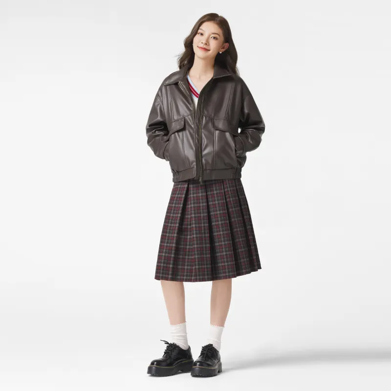 Hotwind Cropped Coats Women's Brown-3