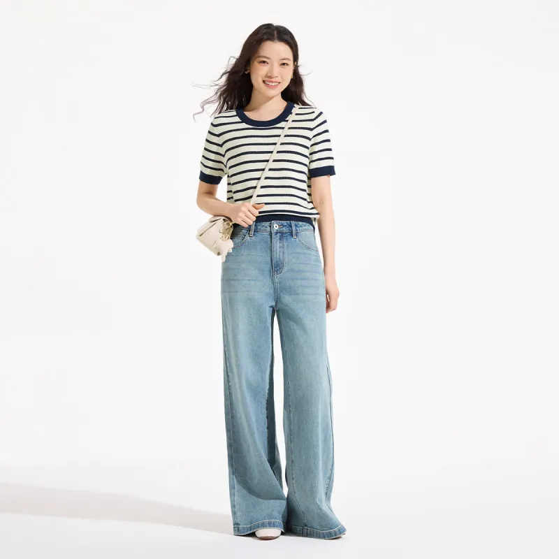 Hotwind Knitwear Women's Blue Stripes Pattern-4