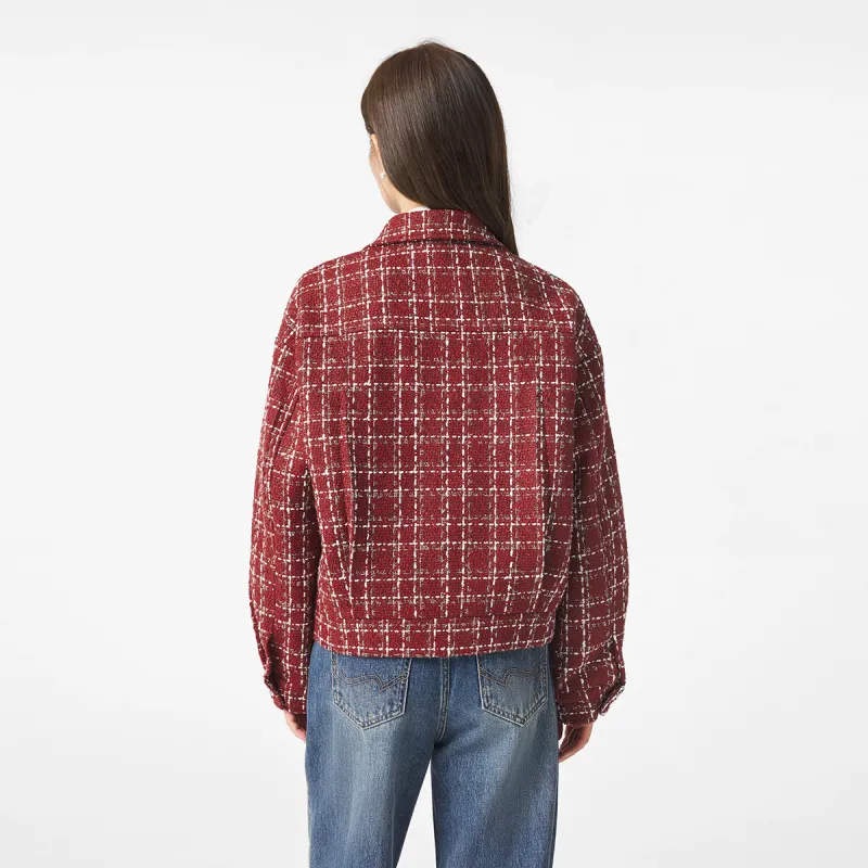 Hotwind Cropped Coats Women's Red White-3