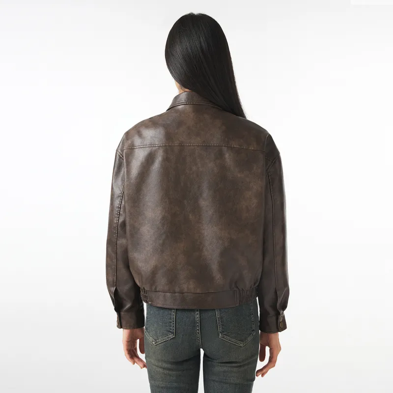 Hotwind Cropped Coat Women's Dark Brown-2