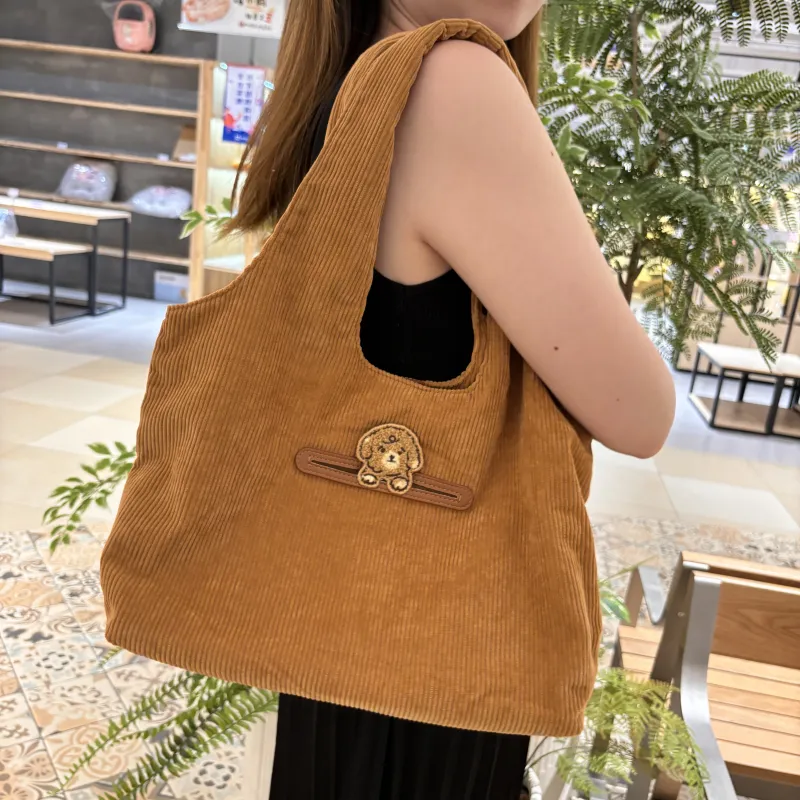 Hotwind Fabric Shoulder Bag Medium Size Women's Beige/Light Brown-4
