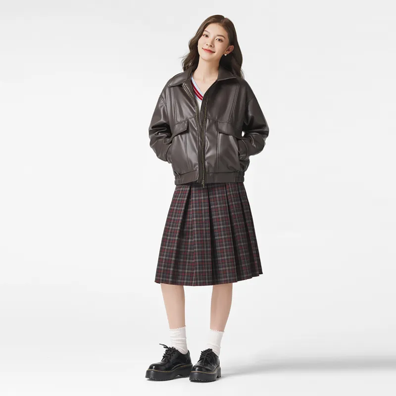 Hotwind Casual Short Skirts Women's Red Plaid-4