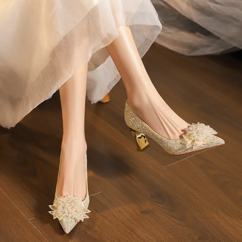 MABEL&CO Chunky Heel High Heels Women's Champagne-4