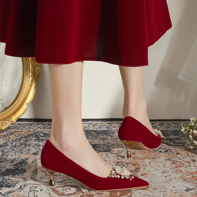 MABEL&CO Chunky Heel High Heels Women's Red-5